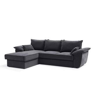 Sia Home Sof&aacute; cama esquina izquierda 4 plazas terciopelo gris grafito