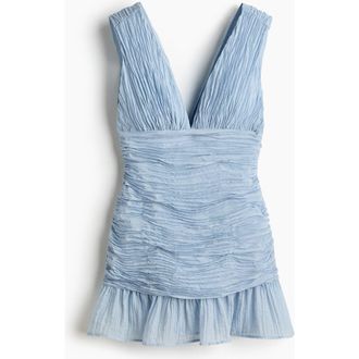 H&M Crinkled Sleeveless Dress in Light Dusty Blue at Nordstrom, Size Xx-Large