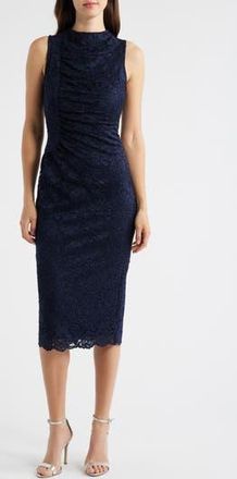 Vince Camuto Lace Sleeveless Sheath Midi Dress in Navy at Nordstrom Rack, Size 16