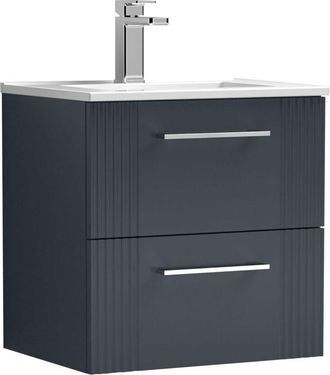 Nuie Nuie - Deco Wall Hung 2-Drawer Vanity Unit with Basin-2 500mm Wide - Satin Anthracite