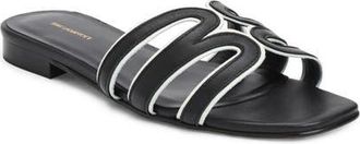 Bruno Magli Flore Slide Sandal in Black Nappa/Bone at Nordstrom, Size 10.5