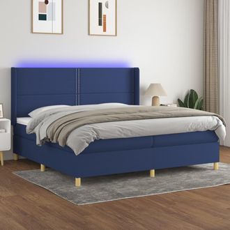 vidaXL Vidaxl - Cama Box Spring Colch&oacute;n Y Luces Led Tela Azul 200x200 Cm