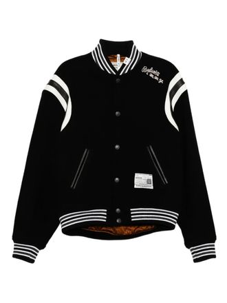 Miharayasuhiro logo-embroidered bomber jacket - men - Acrylic/Polyester/Nylon/Rayon/Polyester/Cotton/Wool - 52 - Black