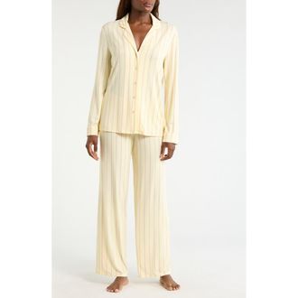 Nordstrom Moonlight Eco Knit Pajamas in Yellow Jane Stripe at Nordstrom, Size X-Large