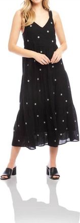 Karen Kane Embroidered Tiered Midi Dress In Black