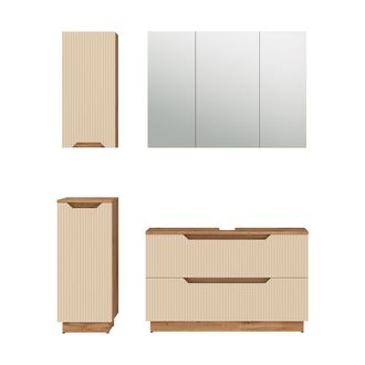 Vicco Conjunto De Muebles De Ba&ntilde;o Lotta, Rayas Roble/cachemira, 4 Partes, Vicco
