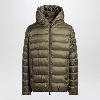 Moncler Short Zip Up Puffer In Khaki