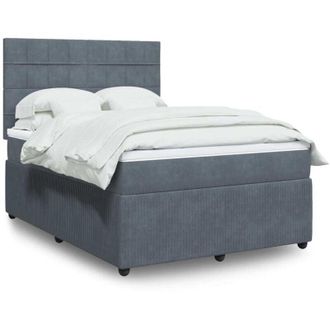 vidaXL Vidaxl - Cama Box Spring Con Colch&oacute;n Terciopelo Gris Oscuro 140x200 Cm