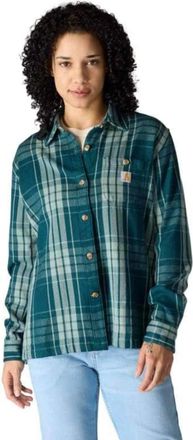 Carhartt Work in Progress Tencel Fiber Series Shirt Womens Greenstone Plaid Flannel JAX1550