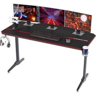 Soges Scrivania Gaming 140 60 cm,Scrivania da Gioco, Grande Scrivania Gaming Desk per Laptop PC,Tavolo Gioco con Tappetino per Mouse,Computer Gamer pro