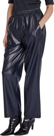 BERENICE Broek Preston | Broek van imitatieleer - Dames - Wijde Broeken - Blauw - L - Leer - Broeken