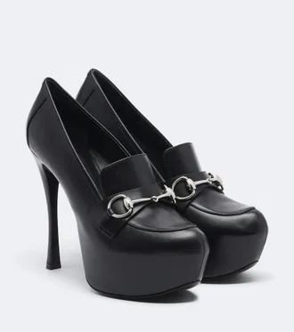 Gucci Fame Horsebit leather platform pumps