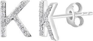 Effy Sterling Silver Diamond K Initial Stud Earrings at Nordstrom Rack