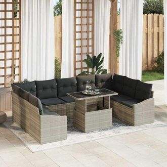 vidaXL Conjunto De Sof&aacute; De Jard&iacute;n 10 Pcs Gris Claro Y Gris Oscuro Vidaxl