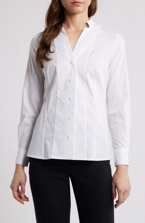 Anne Klein Button-Up Poplin Blouse in Bright White at Nordstrom, Size X-Large