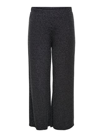 Only Carmakoma Schlupfhose ONLY CARMAKOMA CARCAROL WIDE GLITTER PANT JRS BF, Damen, Gr. M (46/48), N-Gr, schwarz detail:harlekin silber, Jersey, Obermaterial: 70% Po