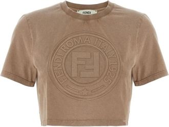 Fendi Bruine Ronde Hals Korte Mouwen Top - Dames - T-shirts - Bruin - XS - Tops