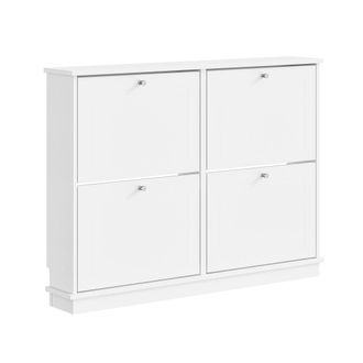 SoBuy Sobuy Armario Zapatero Blanco Con 4 Puertas Mueble Organizador De Entrada Con Dise&ntilde;o Compacto Estanter&iacute;a Plegable Para Zapatos En Mdf 105&times;18&times;78 Cm Cap