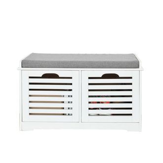 SoBuy Sobuy - Banco De Almacenamiento Con Cojines Y 2 Cubos De Entrada Del Gabinete Dresser Zapato C&oacute;modo Banco Fsr23-k-w Es