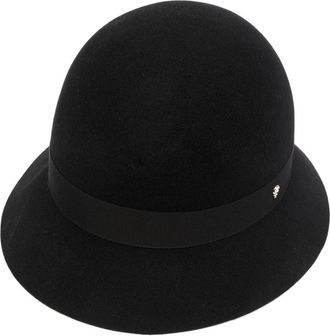 Helen Kaminski ribbon-trim felt sun hat - women - Wool Felt/Nylon/Cotton/Spandex/Elastane/Viscose/Cotton - L - Black