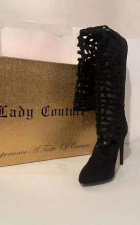 Lady Couture Womens Over The Knee Cage Boot In Black