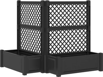 vidaXL Maceta Grande Con Trellis 2 Uds. Pp Gris Antracita Vidaxl