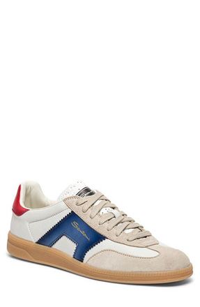 Santoni Olympic Low Top Sneaker in White Blue Red at Nordstrom, Size 10.5