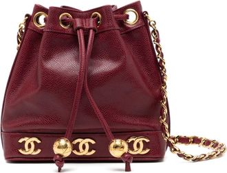 Chanel 1994 CC logo caviar Tote Bag - women - 14k Gold Plated Brass/Caviar Leather/Caviar Leather - One Size - Red