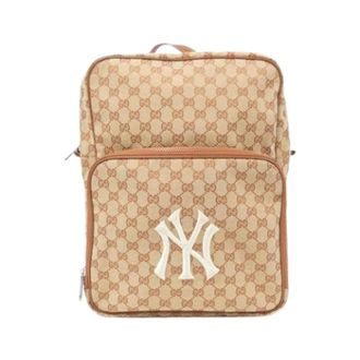 Gucci Pre-owned Backpacks, unisex, Beige, Size: ONE SIZE Pre-owned Vintage GG Canvas Backpack