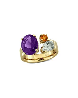Rina Limor Silver 3.94 Ct. Tw. Amethyst & Green Quartz & Madeira Citrine Ring