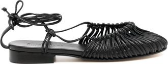 Hereu Flat Schoenen - Dames - Sandalen - Zwart - 36 EU - Leer - Schoenen