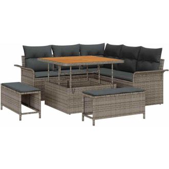vidaXL Garden Sofa Set with Cushion with Storage 8 pcs Grey vidaXL