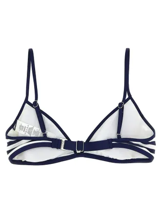Polo Ralph Lauren Striped Technical Piqu&eacute; Bikini Top - Navy