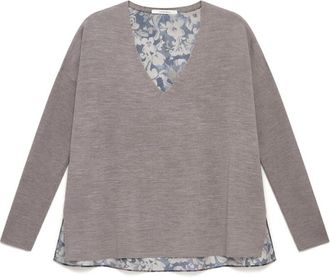 Maliparmi New Merinos Blend Knit - Dames - V-hals truien - Grijs - XS - Wol - Truien & Vesten