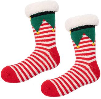 Generic Christmas Slippers for Women Christmas Socks, Home Floor Bed Socks, Fluffy Sock Womens, Soft Fleece Lining Knitted Thermal Slippers for Winter Indoor 