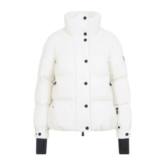Moncler Winter Jackets, female, White, Size: M White Anglin Jacket with Black Details