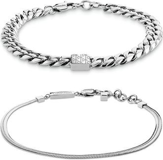 Calvin Klein Mens Contoured Link Bracelet Set - Gold - OS