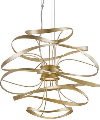 Hudson Valley Lighting Calligraphy 2 Light Pendant Gold Leaf Polished Stainless, Glass, 2700K