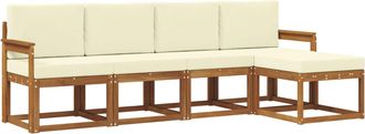 vidaXL Conjunto De Sof&aacute;s De Exterior 5 Uds. Natural Y Crema Vidaxl