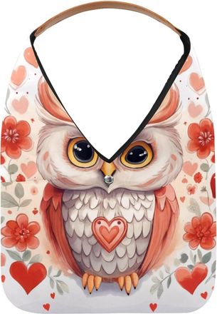 Generic Pink Owl Hearts Reusable Lightweight Grocery Bags - Foldable Into Compact Pouch, Washable & Sturdy, Multipurpose for Shopping and Travel