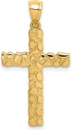 Diamond2Deal 14k Yellow Gold Nugget Cross Pendant