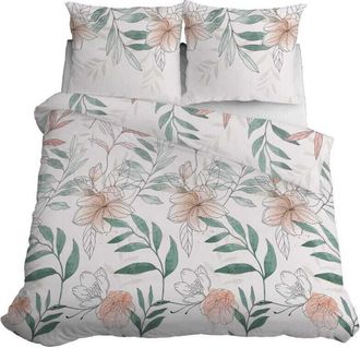 OEM Ropa De Cama De Sat&eacute;n 220x200 Flores Hojas Pastel