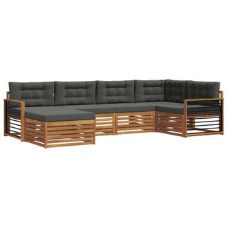 vidaXL Conjunto De Sof&aacute;s De Exterior 6 Pcs Natural Y Antracita Vidaxl