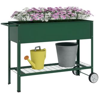 OEM Huerto Urbano Elevado 109x44x80 Cm Con 2 Ruedas Estante Y Asa Para Cultivo Plantas Flores Verduras Verde