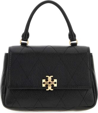 Tory Burch Mini Charlie Quilted Top-Handle Crossbody - Dames - Handtassen - Zwart - ONE Size - Leer - Tassen