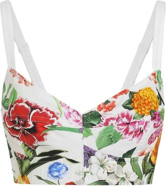 Dolce & Gabbana Top corto a fiori - Bianco