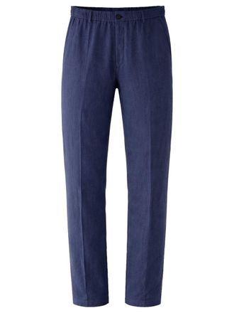 Emporio Armani Deep Navy Relaxed Fit Linen Trousers