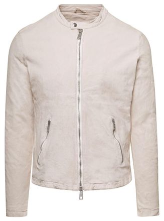 Giorgio Brato Beige Jacket With Two-Way Zip In Leather Man