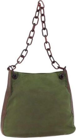 Prada Pre-owned Nylon Schoudertas - Dames - Vintage Schoudertas - Groen - ONE Size - Nylon - Vintage