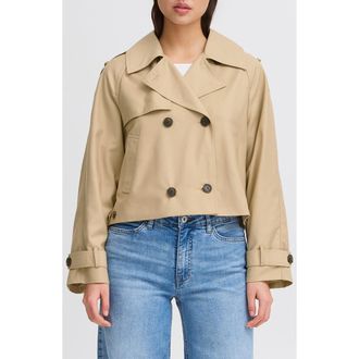 Ichi Cropped Trench Coat in Cornstalk at Nordstrom, Size 12 Us
